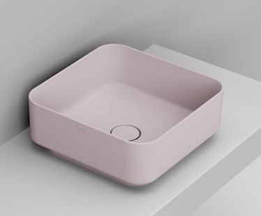 Ceramica Dolomite Noemi umyvadlo 40x40 cm čtvercový na pult růžová matný D311765