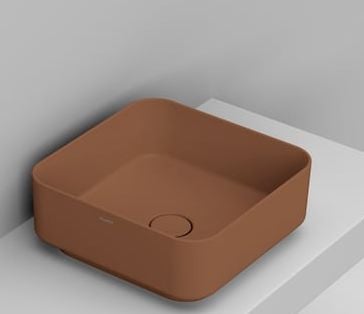 Ceramica Dolomite Noemi umyvadlo 40x40 cm čtvercový na pult hnědá/béžová matný D311775