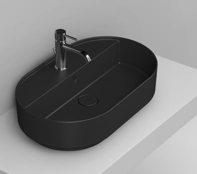 Ceramica Dolomite Noemi umyvadlo 65x40 cm oválné na pult černá matný D312081