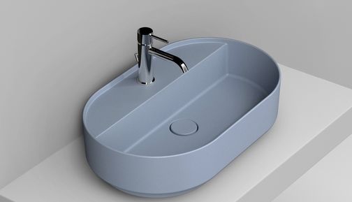 Ceramica Dolomite Noemi umyvadlo 65x40 cm oválné na pult modrá matný D312071