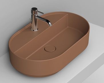 Ceramica Dolomite Noemi umyvadlo 65x40 cm oválné na pult hnědá/béžová matný D312061