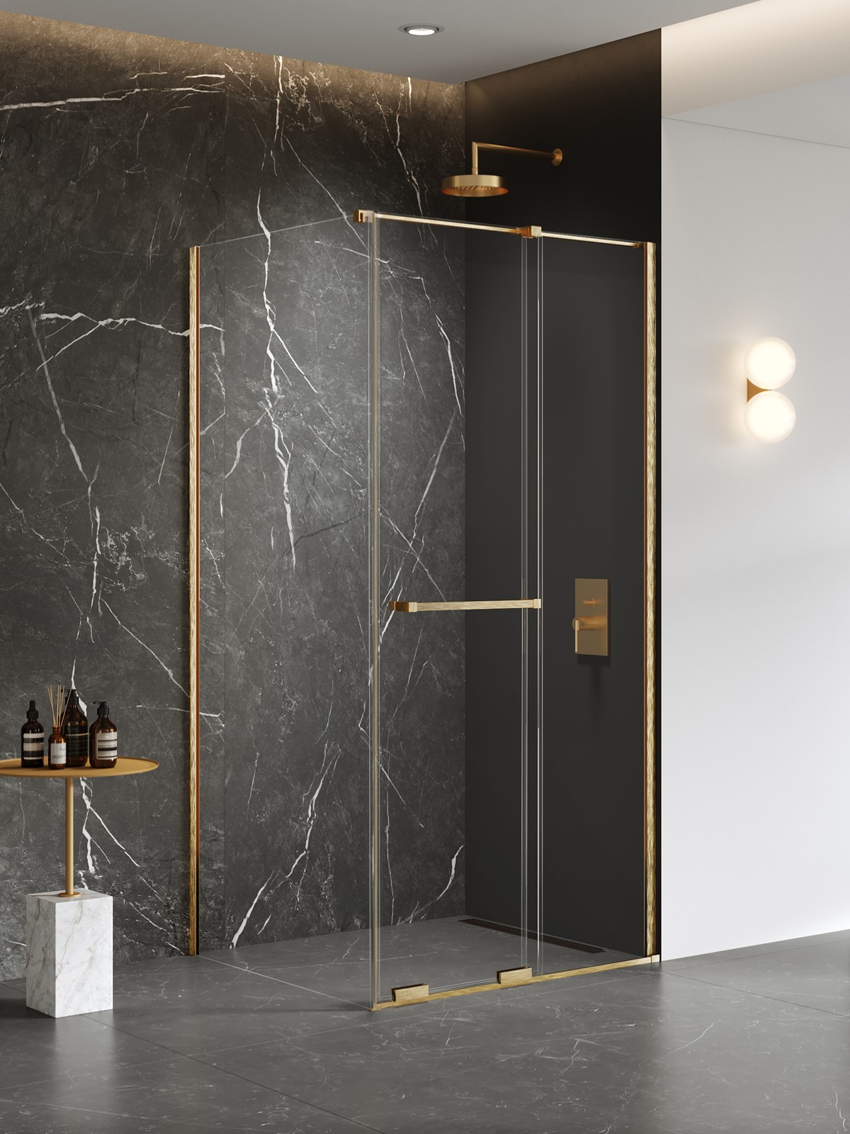 New Trendy Smart sprchový kout 120x80 cm obdélníkový zlatá kartáčovaný/průhledné sklo EXK-7570