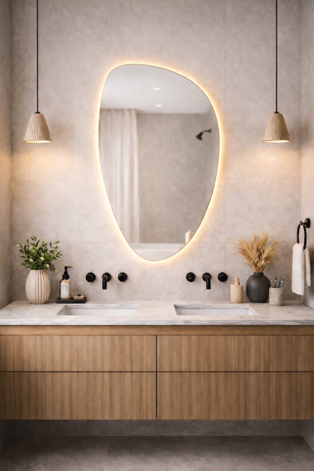 Baltica Design Stone Fluid zrcadlo 55x92 cm s osvětlením 5904107933115