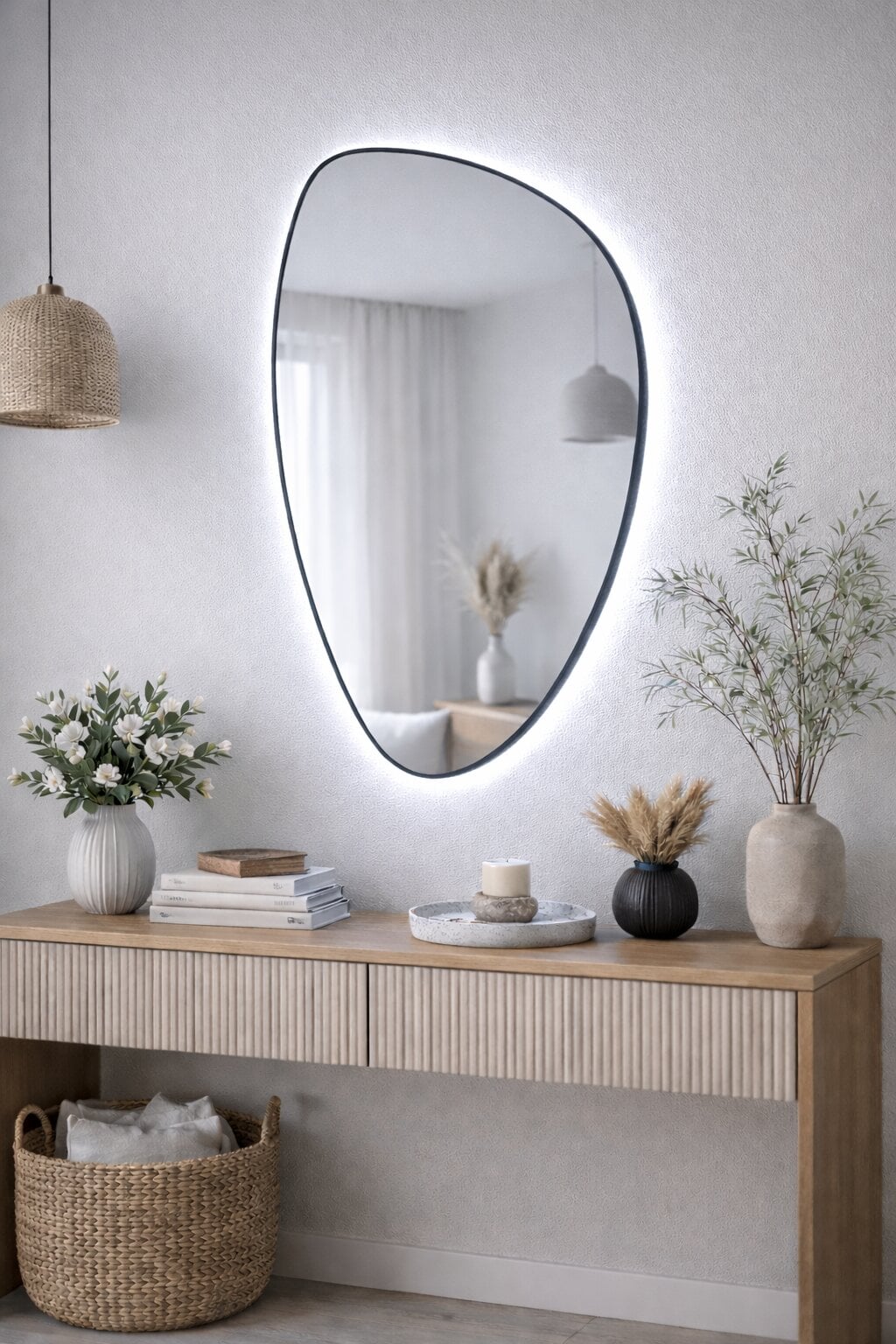 Baltica Design Stone Fluid zrcadlo 55x92 cm s osvětlením černá 5904107932699