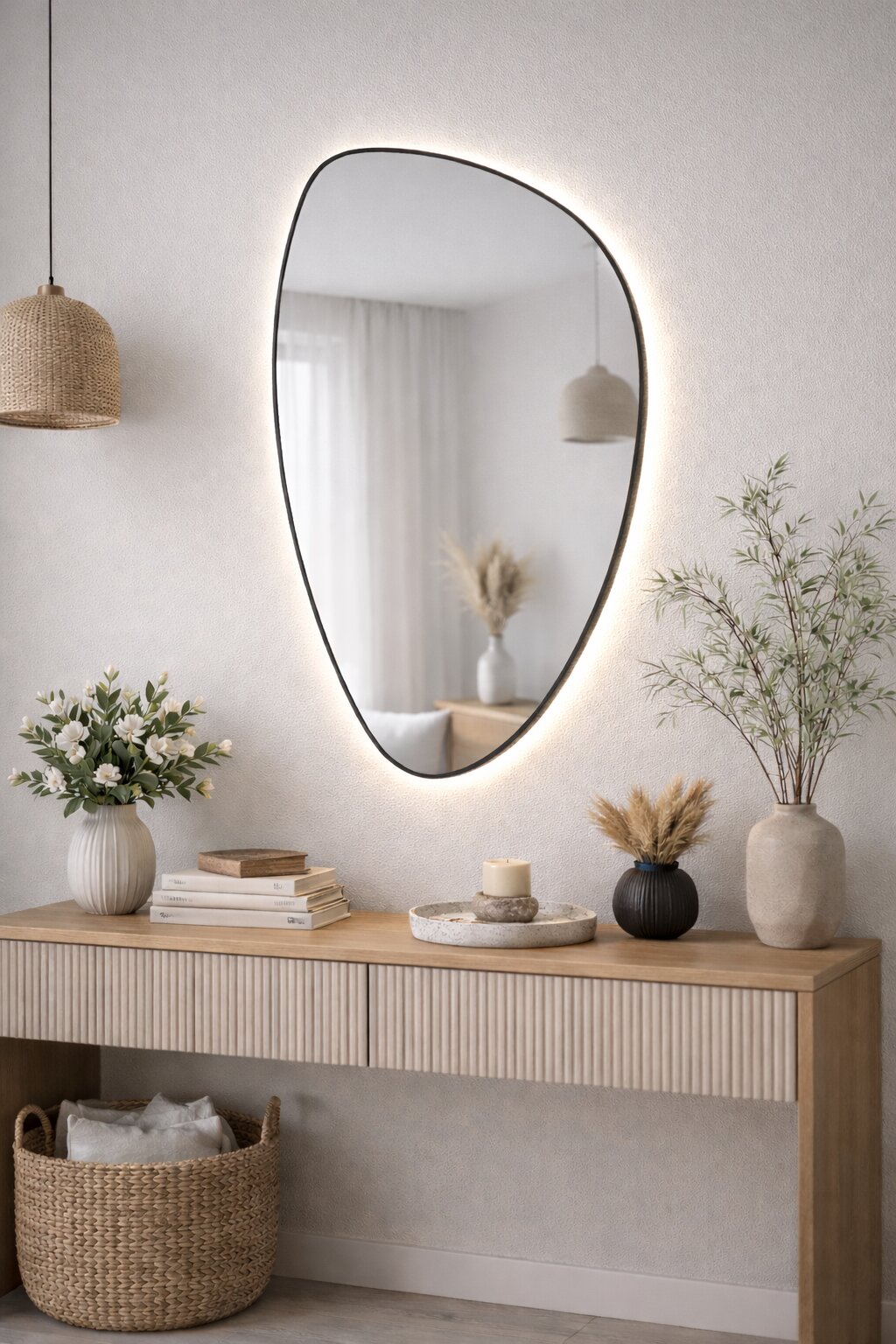 Baltica Design Stone Fluid zrcadlo 55x92 cm s osvětlením černá 5904107932682