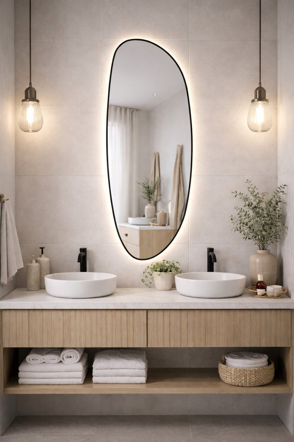 Baltica Design Stone Fluid zrcadlo 50x155 cm s osvětlením černá 5904107932743