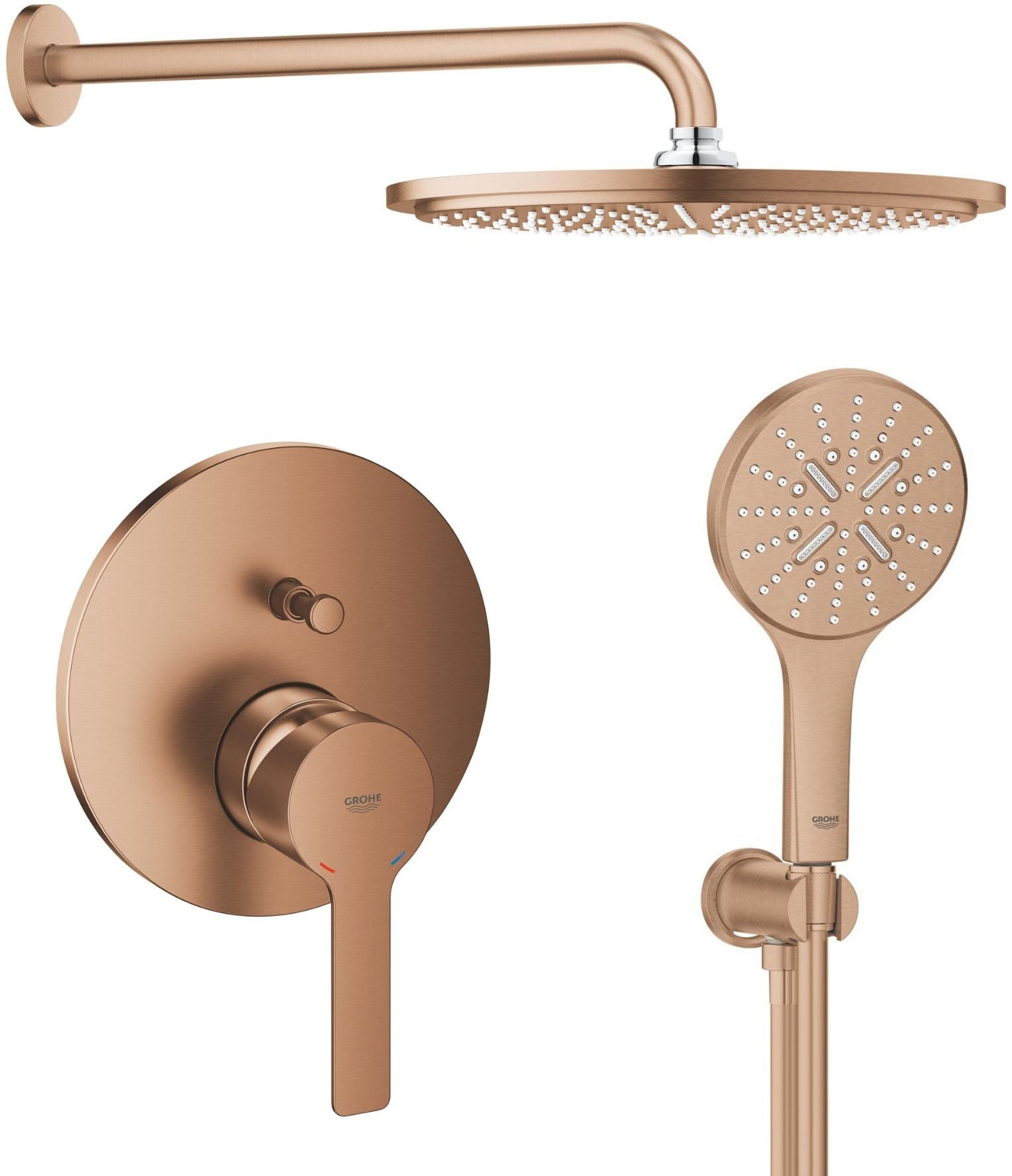 Sada hlavová sprchá s ramenem Grohe Rainshower 26066DL0, vanová baterie Grohe Lineare 24064DL1, 26574DL0, 26658DL0, 28388DA1