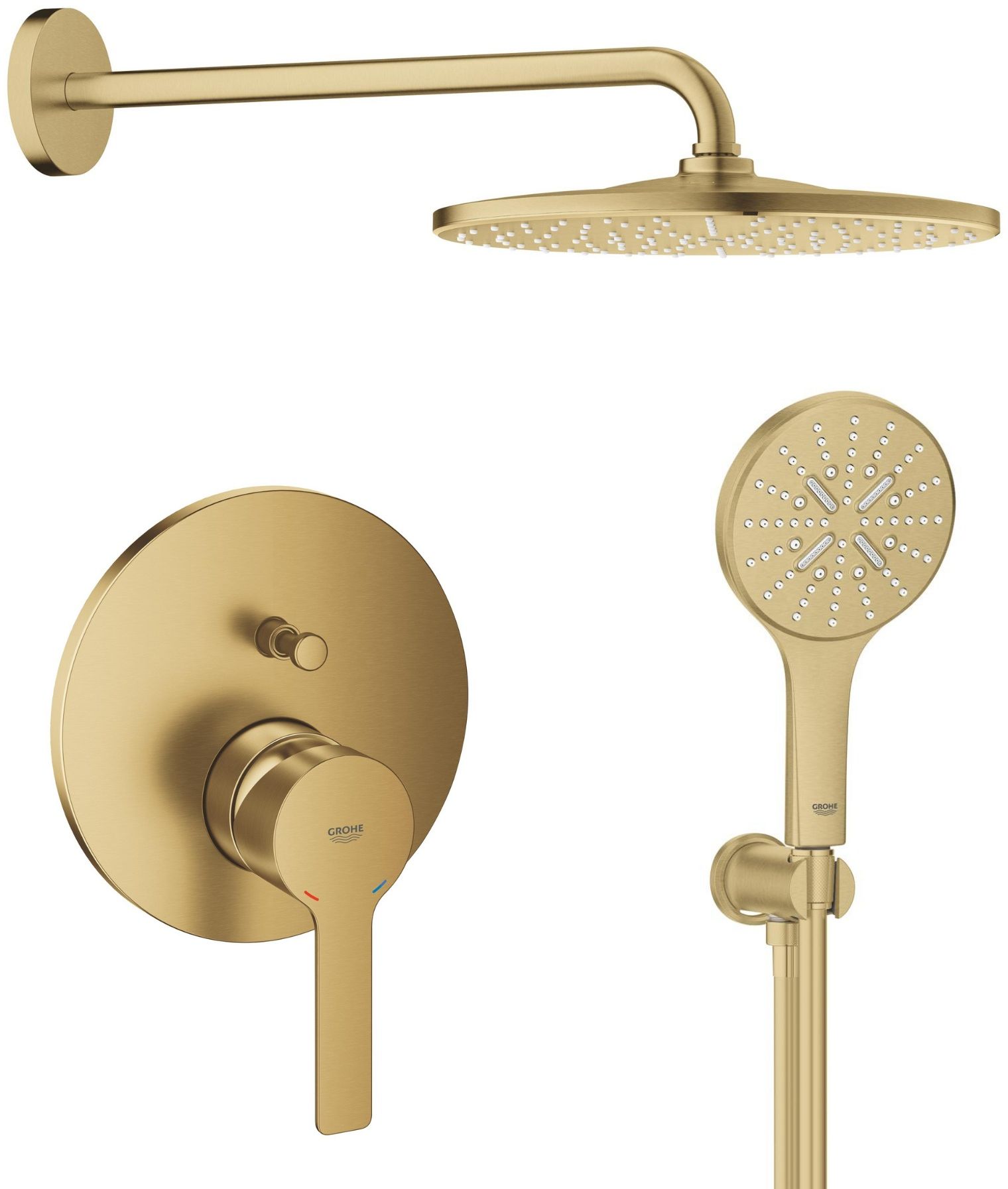 Sada hlavová sprchá s ramenem Grohe Rainshower 26558GN0, vanová baterie Grohe Lineare 24064GN1, 26574GN0, 26658GN0, 28362GL1