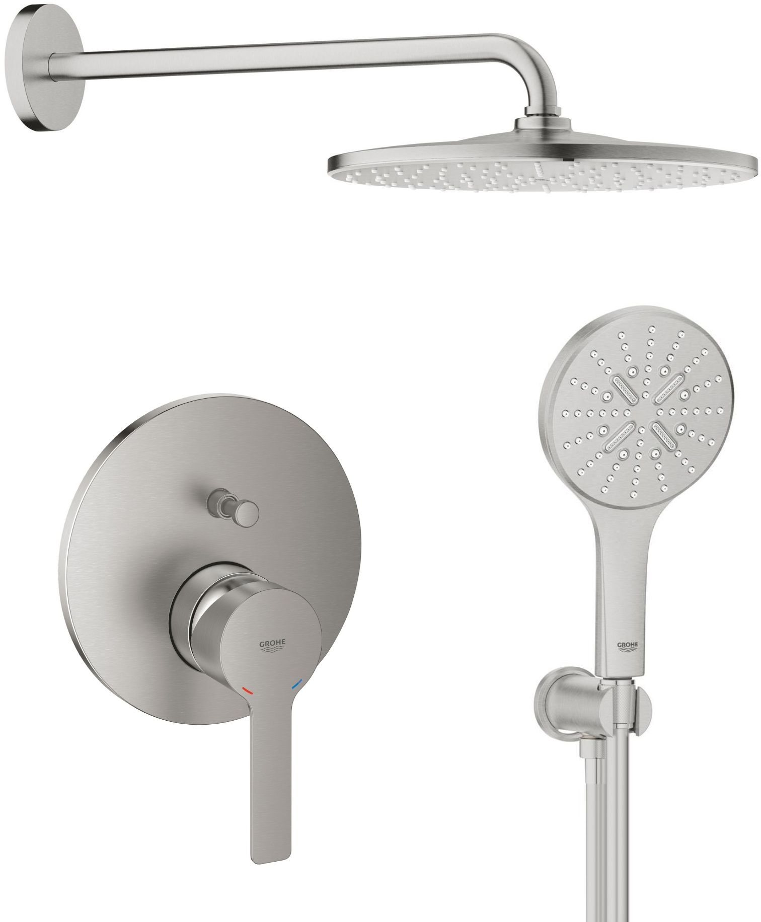 Sada hlavová sprchá s ramenem Grohe Rainshower 26558DC0, vanová baterie Grohe Lineare 24064DC1, 26574DC0, 26658DC0, 28362DC1