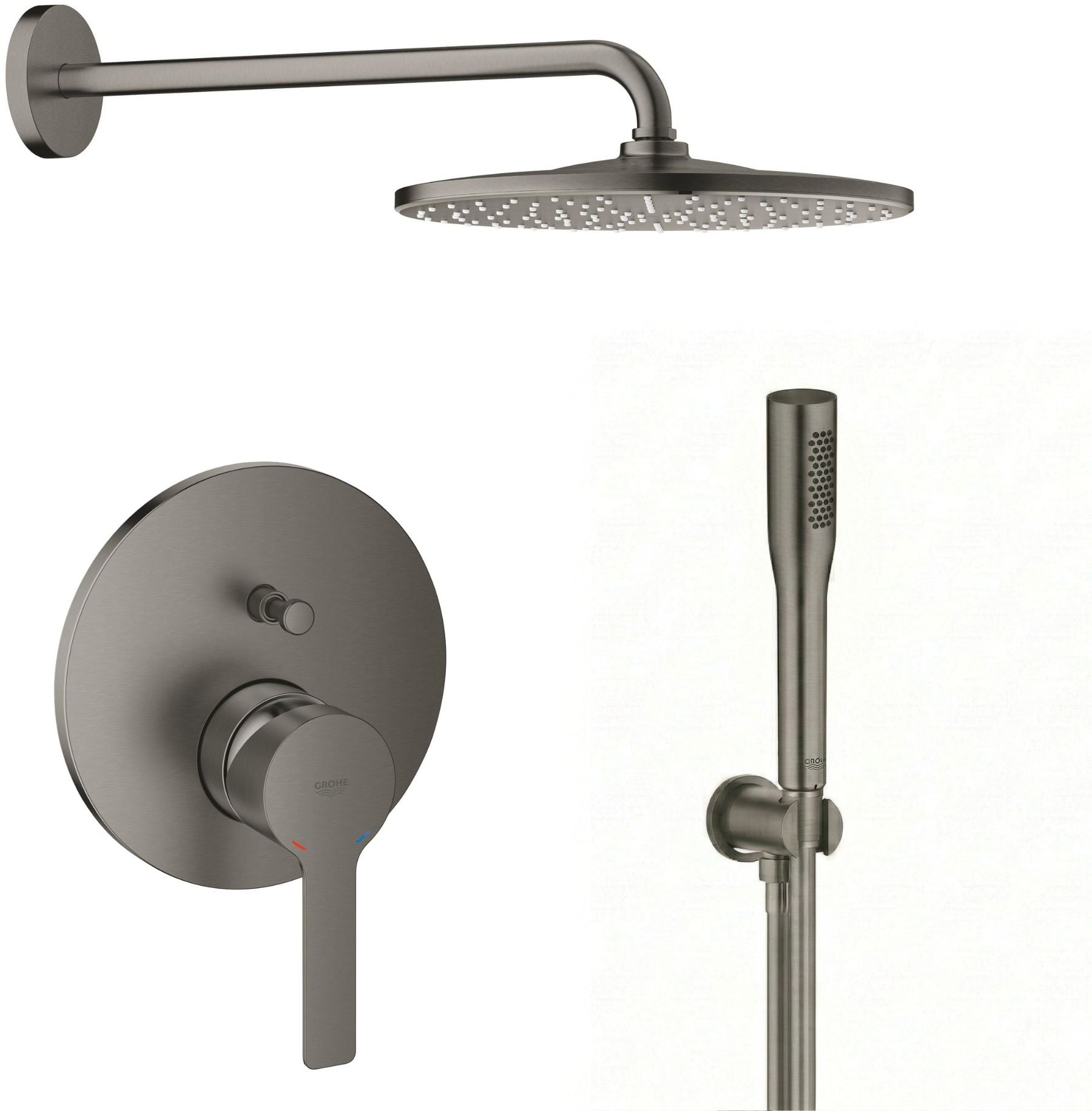 Sada hlavová sprchá s ramenem Grohe Rainshower 26558AL0, vanová baterie Grohe Lineare 24064AL1, 26658AL0, 27400AL0, 28362A01