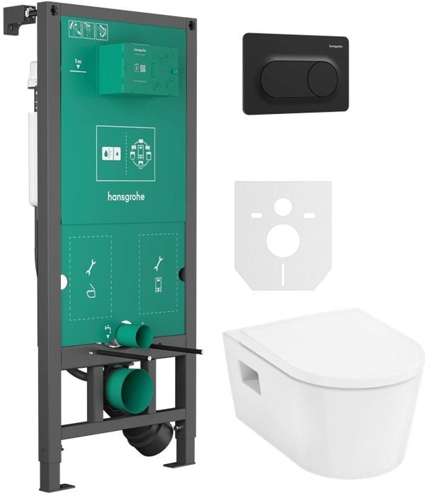 Sada WC mísa se sedátkem s pomalým sklápěním Hansgrohe EluPura Original S 60288450, podomítkový WC modul Hansgrohe iFrame universal 01022180, 66002670