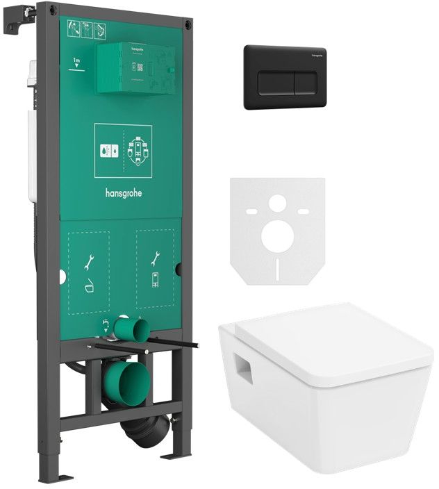 Sada WC mísa se sedátkem s pomalým sklápěním Hansgrohe EluPura Original Q 60289450, podomítkový WC modul Hansgrohe iFrame universal 01022180, 66001670