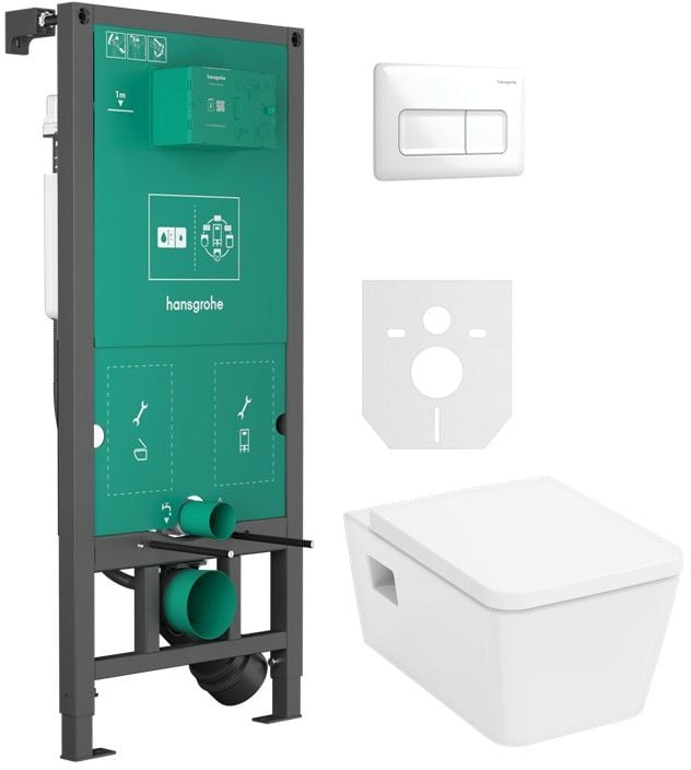 Sada WC mísa se sedátkem s pomalým sklápěním Hansgrohe EluPura Original Q 60289450, podomítkový WC modul Hansgrohe iFrame universal 01022180, 66001700