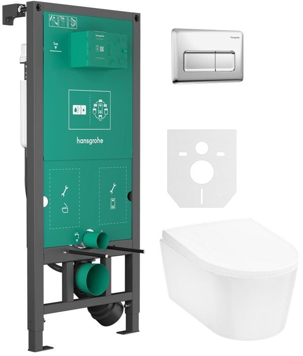 Sada záchodová mísa Hansgrohe EluPura S 60193450, podomítkový WC modul Hansgrohe iFrame universal 01022180, 60148450, 66001000