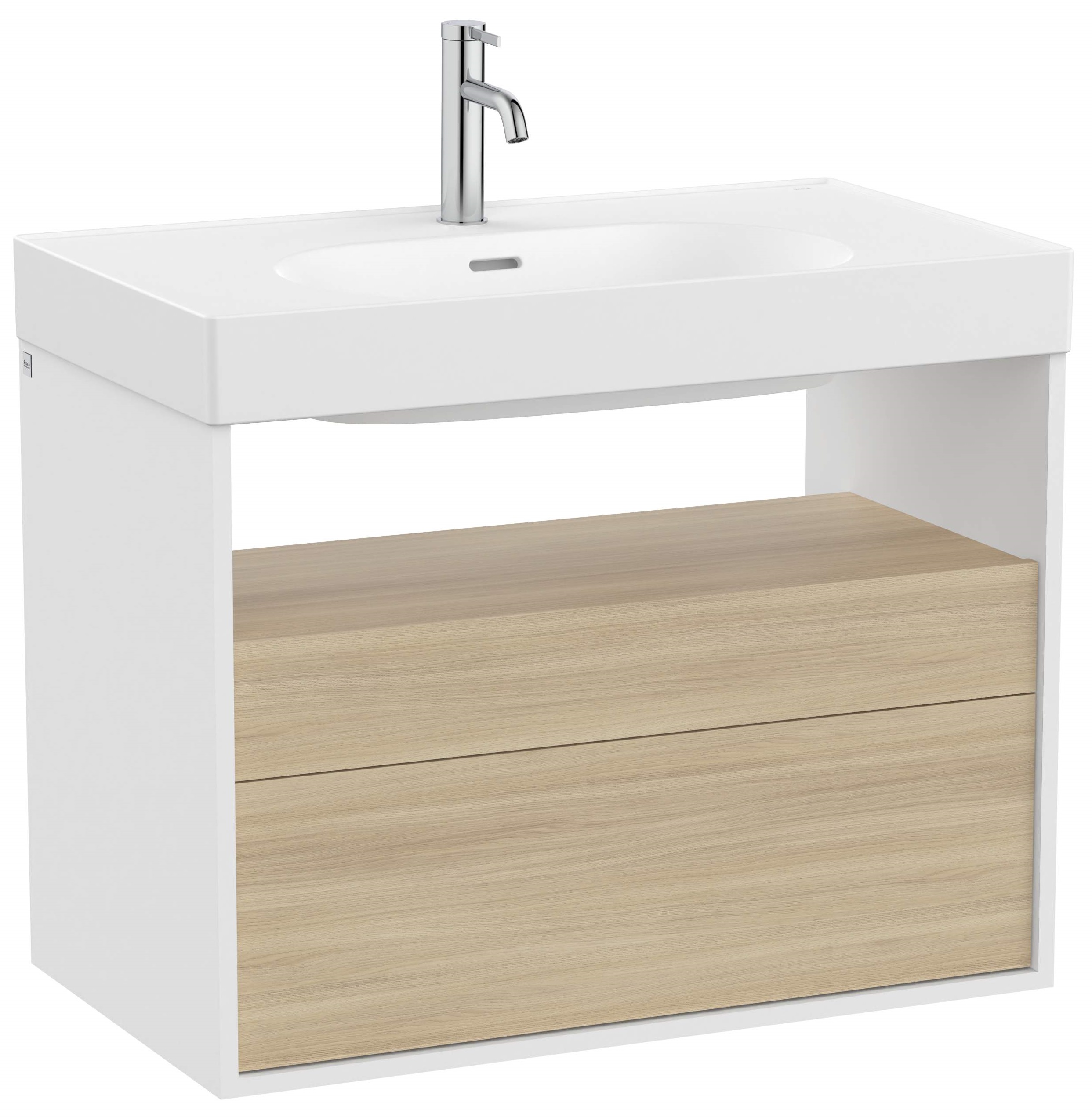 Roca Meridian skříňka 80x46x56.5 cm pod umyvadlo závěsná bílá-dub A858107607