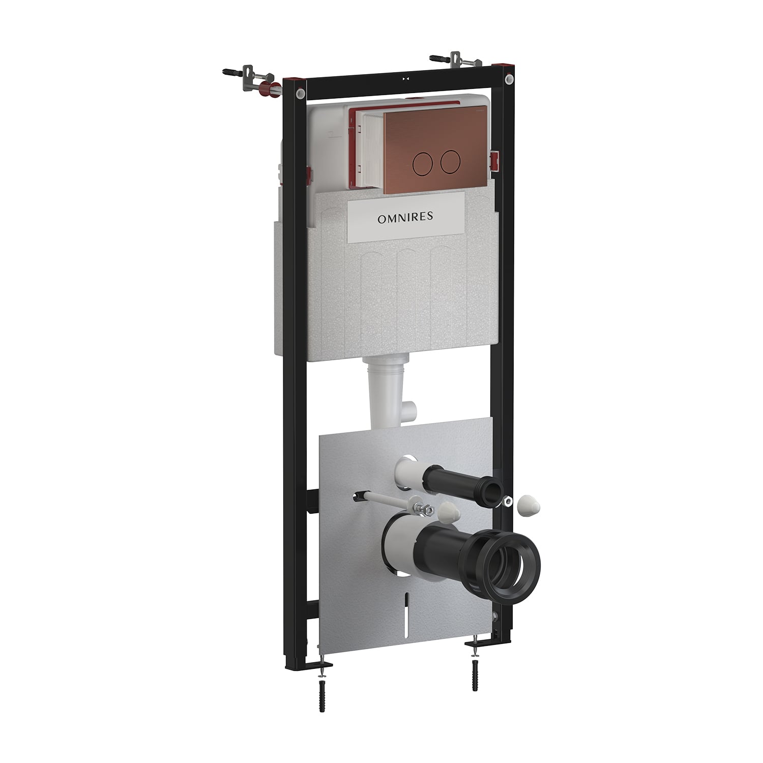 Omnires Eco Flush Set podomítkový wc modul se splachovacím tlačítkem pro závěsnou mísu STFWCECO1R45-RORB
