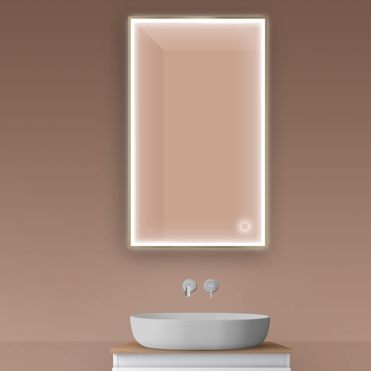 Oltens Nordlis zrcadlo 60x100 cm obdélníkový s osvětlením s vyhřívací podložkou 64106510