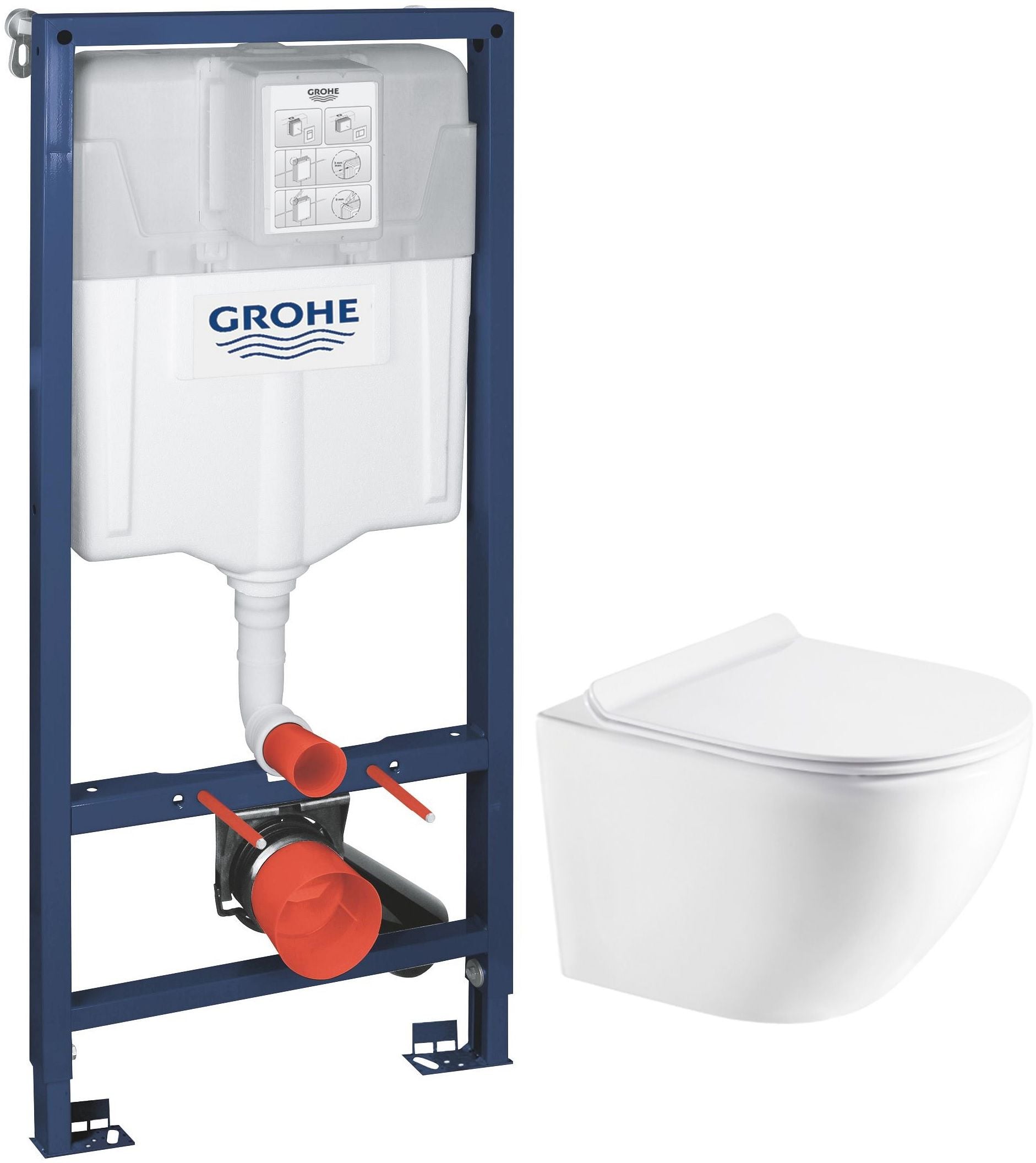 Sada podomítkový WC modul Grohe Solido 39069000, WC mísa se sedátkem s pomalým sklápěním Hagser Beno HGR14000042