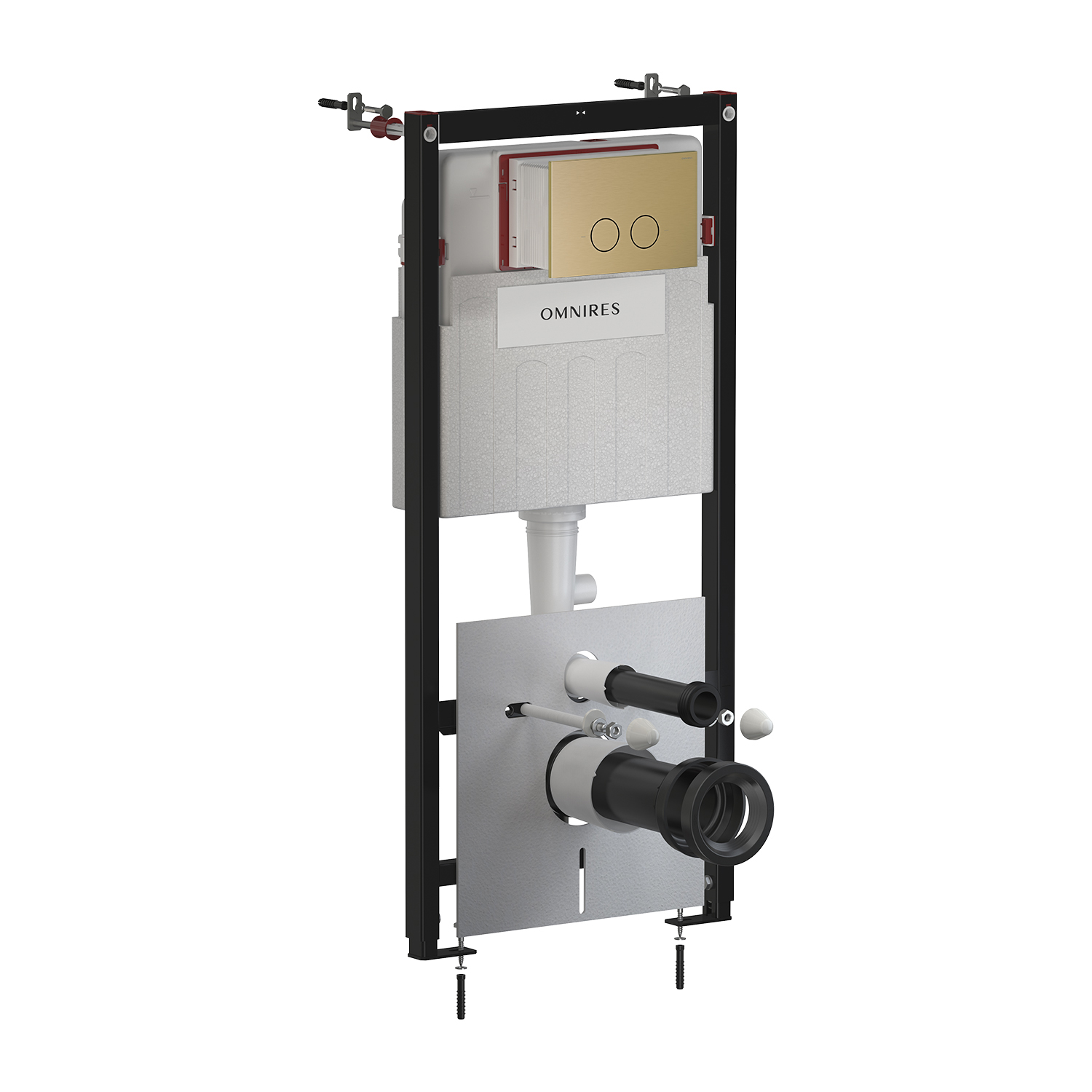 Omnires Eco Flush Set podomítkový wc modul se splachovacím tlačítkem pro závěsnou mísu STFWCECO1R45-RBR