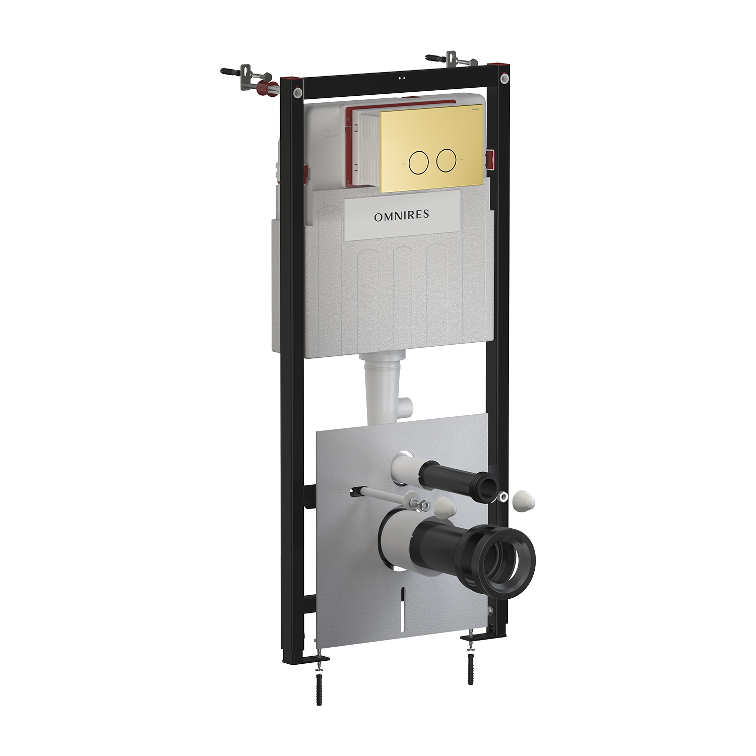 Omnires Eco Flush Set podomítkový wc modul se splachovacím tlačítkem pro závěsnou mísu STFWCECO1R45-RBSB
