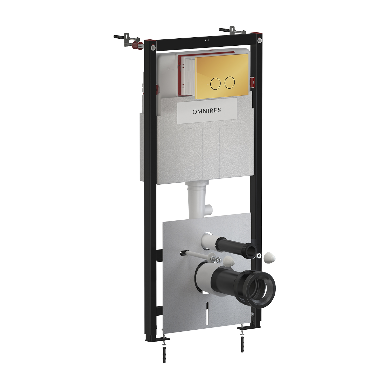 Omnires Eco Flush Set podomítkový wc modul se splachovacím tlačítkem pro závěsnou mísu STFWCECO1R45-RGL