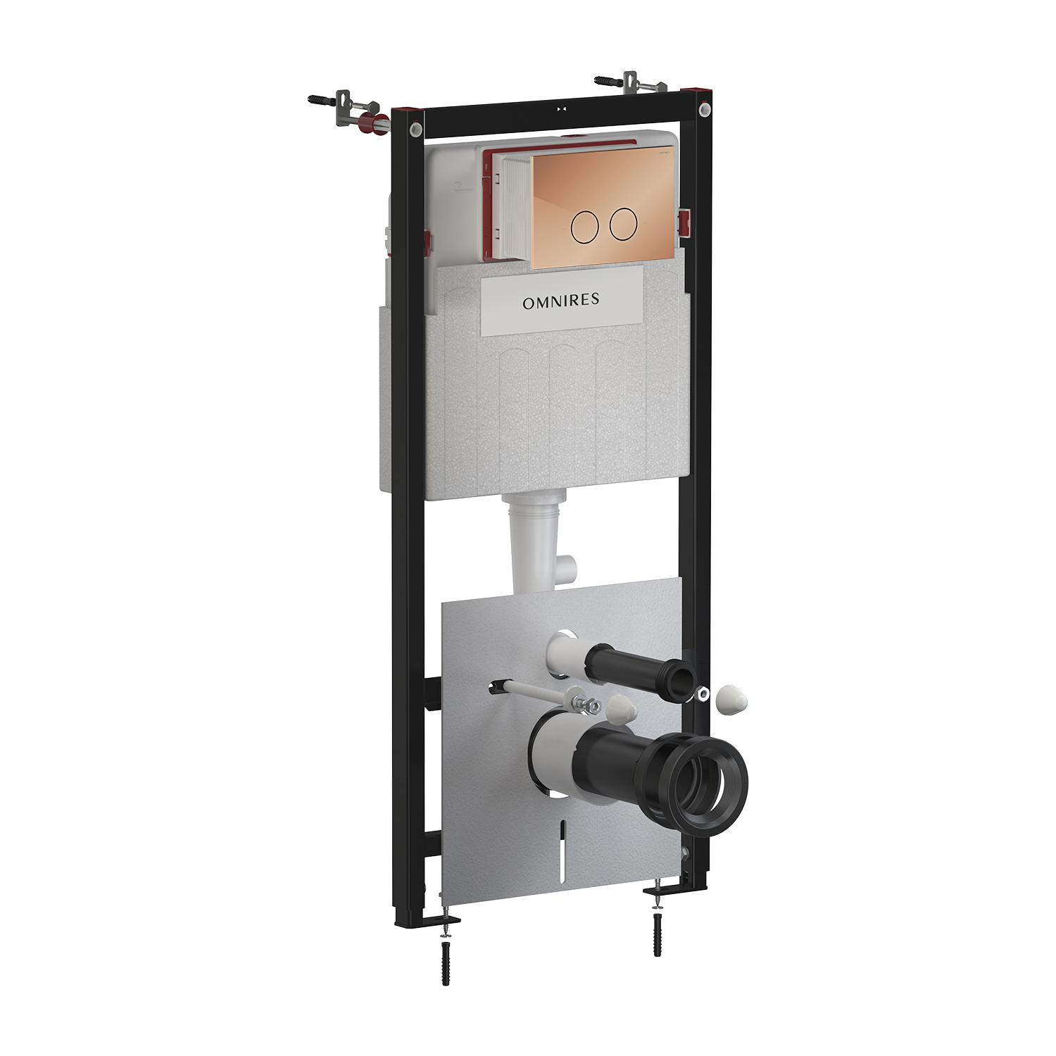 Omnires Eco Flush Set podomítkový wc modul se splachovacím tlačítkem pro závěsnou mísu STFWCECO1R45-RCP