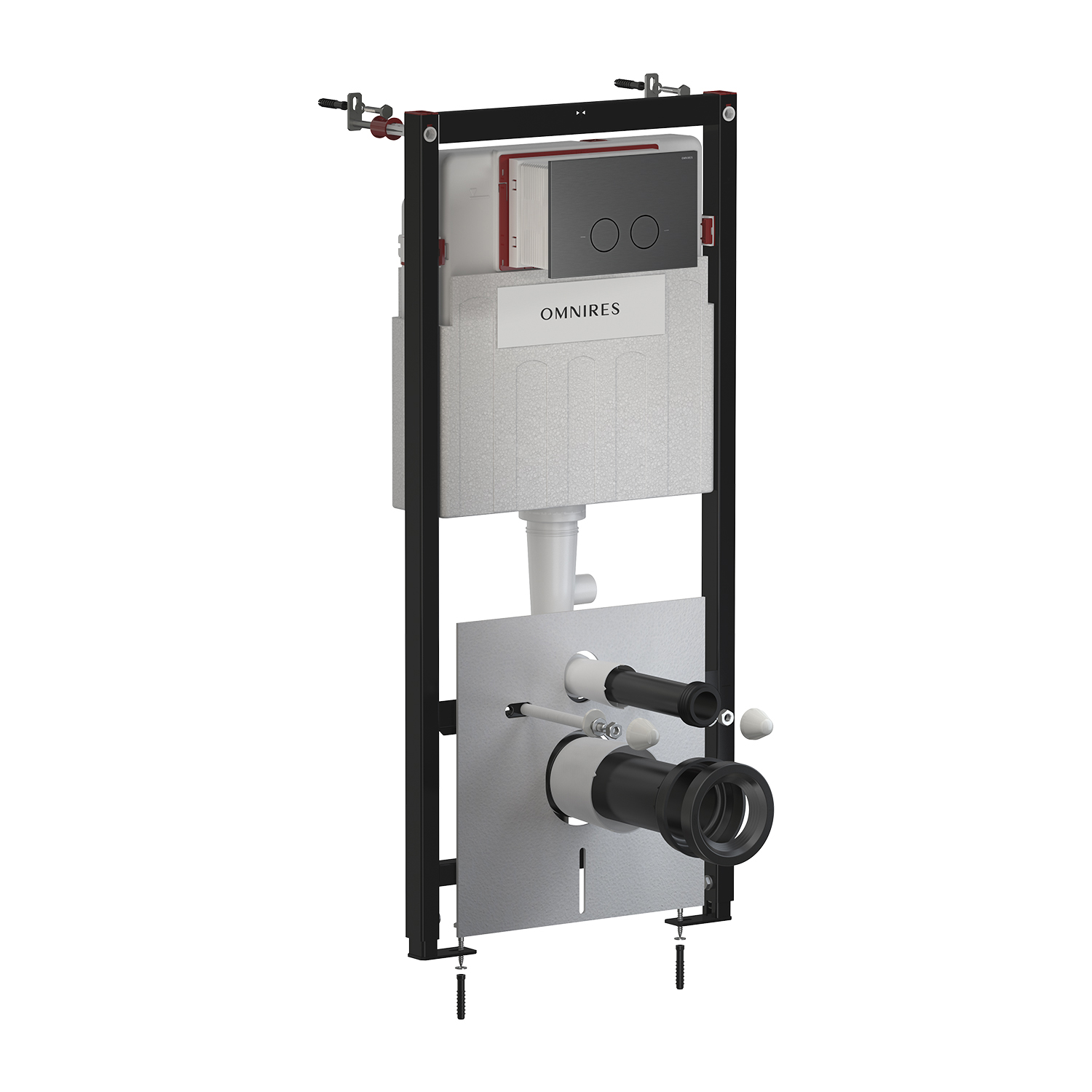 Omnires Eco Flush Set podomítkový wc modul se splachovacím tlačítkem pro závěsnou mísu STFWCECO1R45-RGR