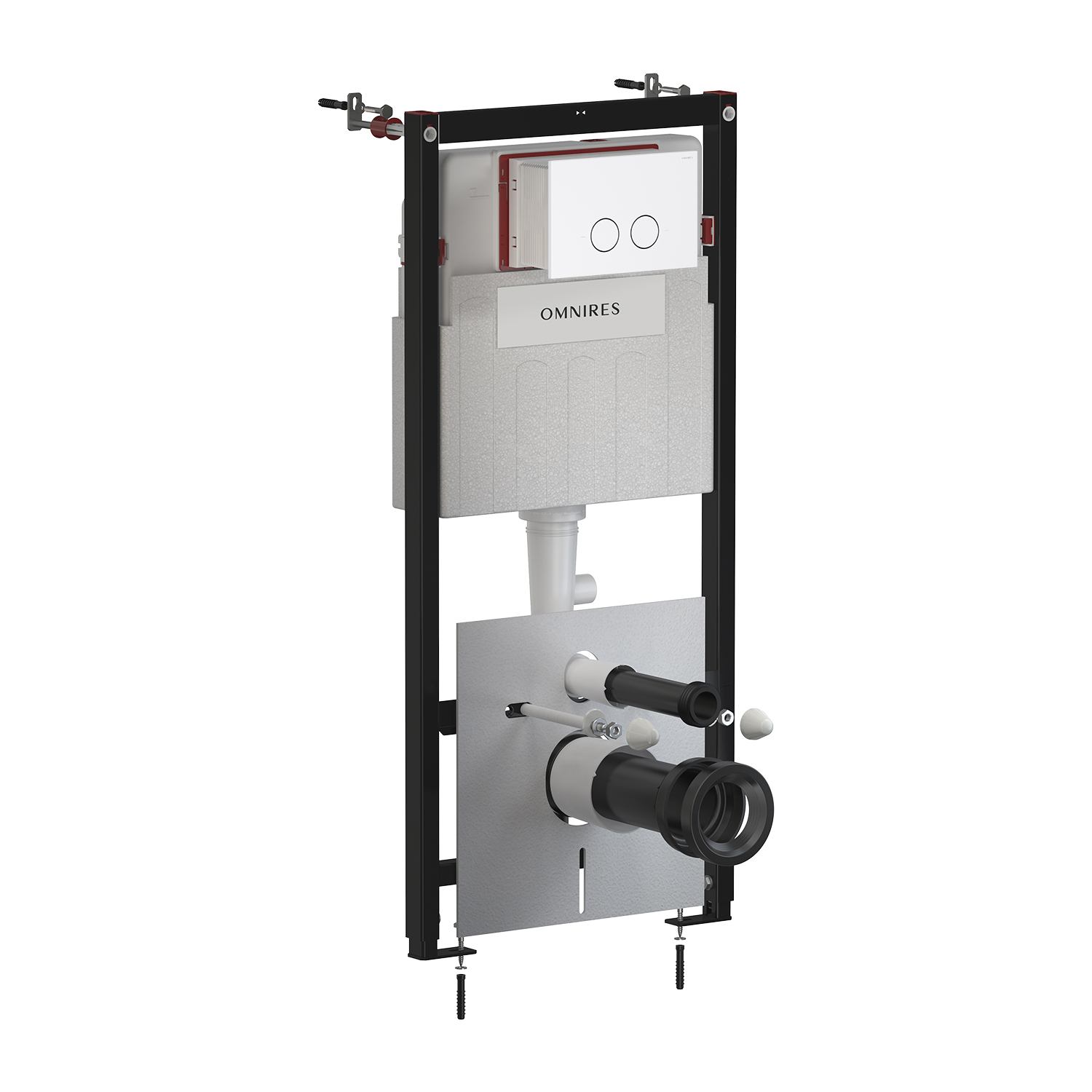 Omnires Eco Flush Set podomítkový wc modul se splachovacím tlačítkem pro závěsnou mísu STFWCECO1R45-RWM