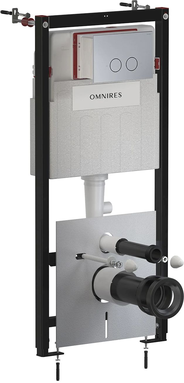 Omnires Flush Set podomítkový wc modul se splachovacím tlačítkem pro závěsnou mísu STFWC1R45-RNI