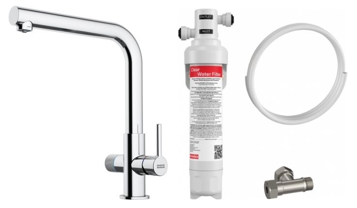 Sada kuchyňská baterie Franke Lina 120.0730.779, filtr pod dřez Franke Clear Water 150.0730.809