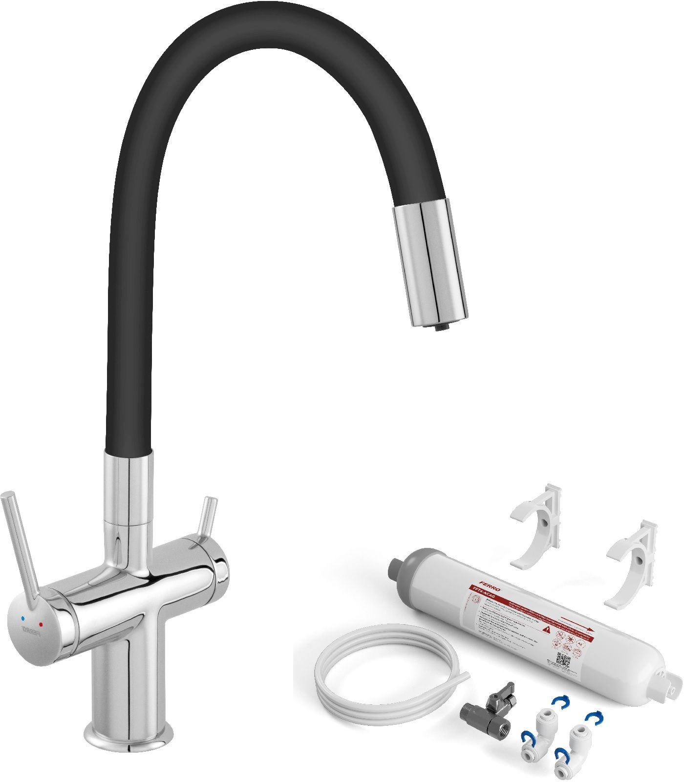 Sada baterie pro vodní filtr Ferro Filtrata BFT41B, poddřezové filtry se sadou vložek Ferro Filtrata FFT4-ACAG-SET