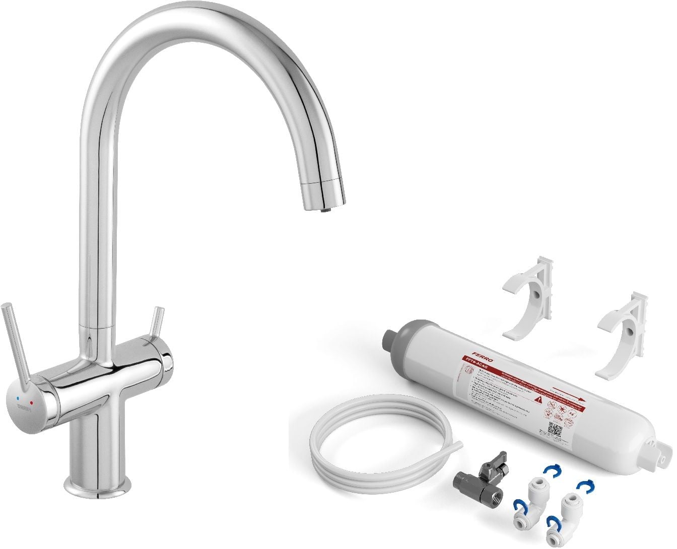 Sada baterie pro vodní filtr Ferro Filtrata BFT41, poddřezové filtry se sadou vložek Ferro Filtrata FFT4-ACAG-SET
