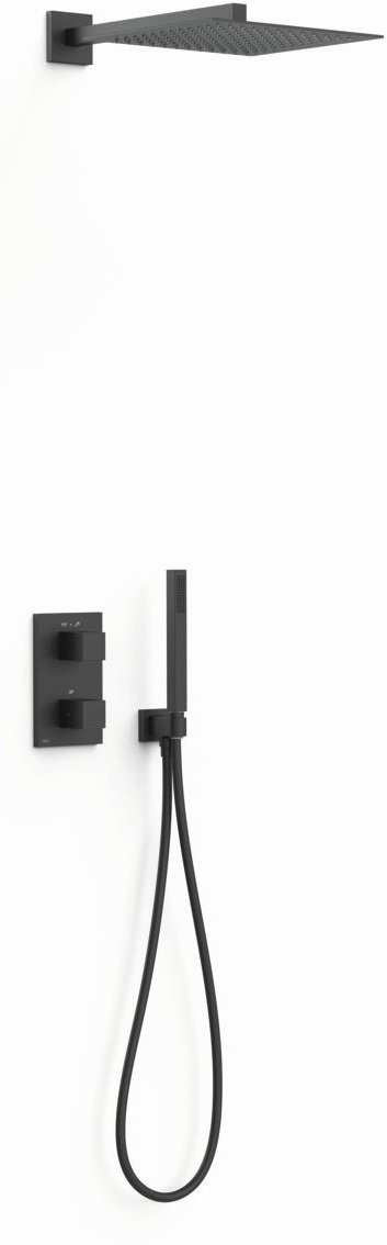 Tres Therm-Box sprchová sada pod omítku s termostatem s dešťovou sprchou černá 00635004NM
