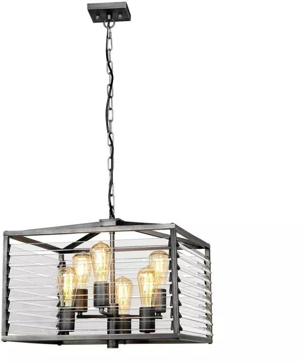Elstead Lighting Louvre závěsné svítidlo 6x60 W šedá/popelavá LOUVRE-6P