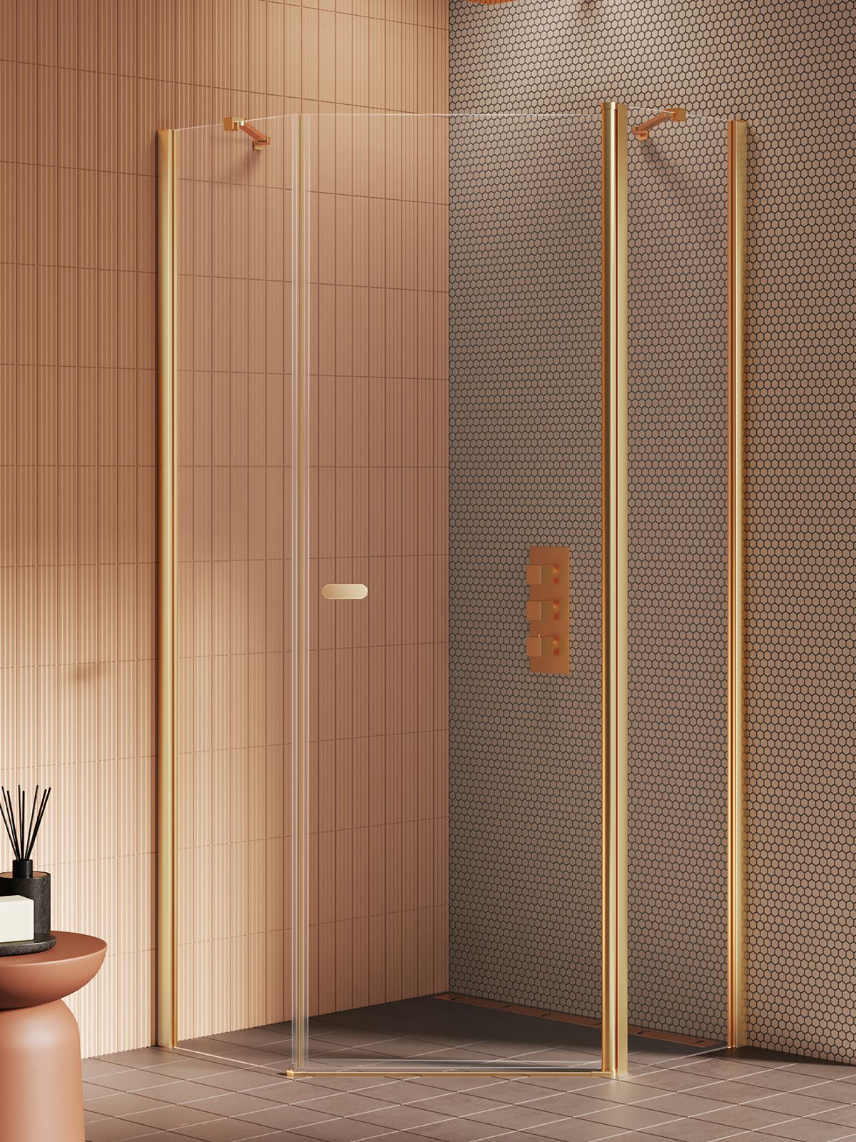 New Trendy New Soleo Gold Brushed sprchový kout 90x90 cm zlatá kartáčovaný/průhledné sklo K-3582