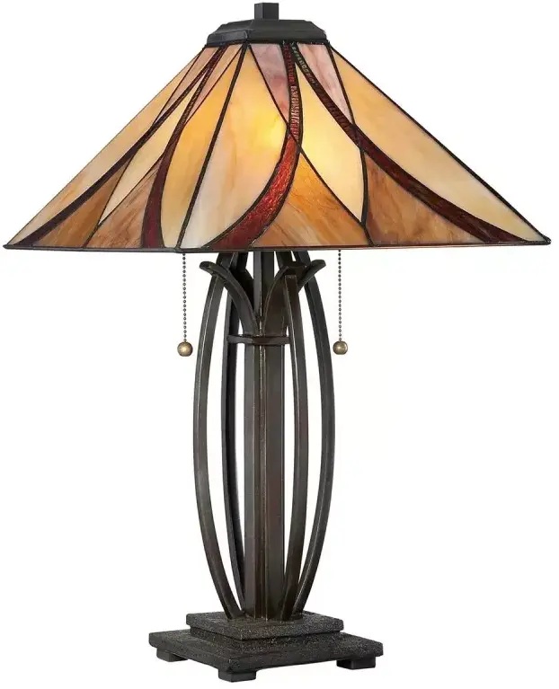 Elstead Lighting Asheville stolní lampa 2x60 W jantarová-krémová-červená QZ-ASHEVILLE-TL