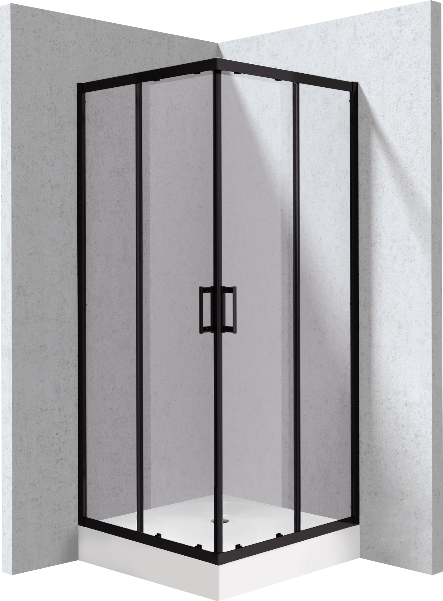 Deante Funkia Evo sprchový kout s vaničkou 80x80 cm čtvercový černá matný/průhledné sklo KYC_ZN088P