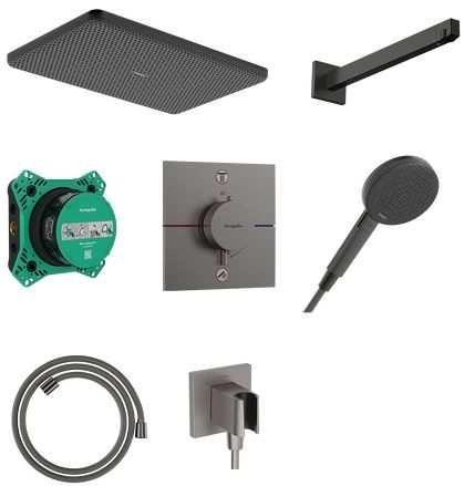 Hansgrohe Raindance Alive Q sprchová sada pod omítku s termostatem s dešťovou sprchou černá 24620340