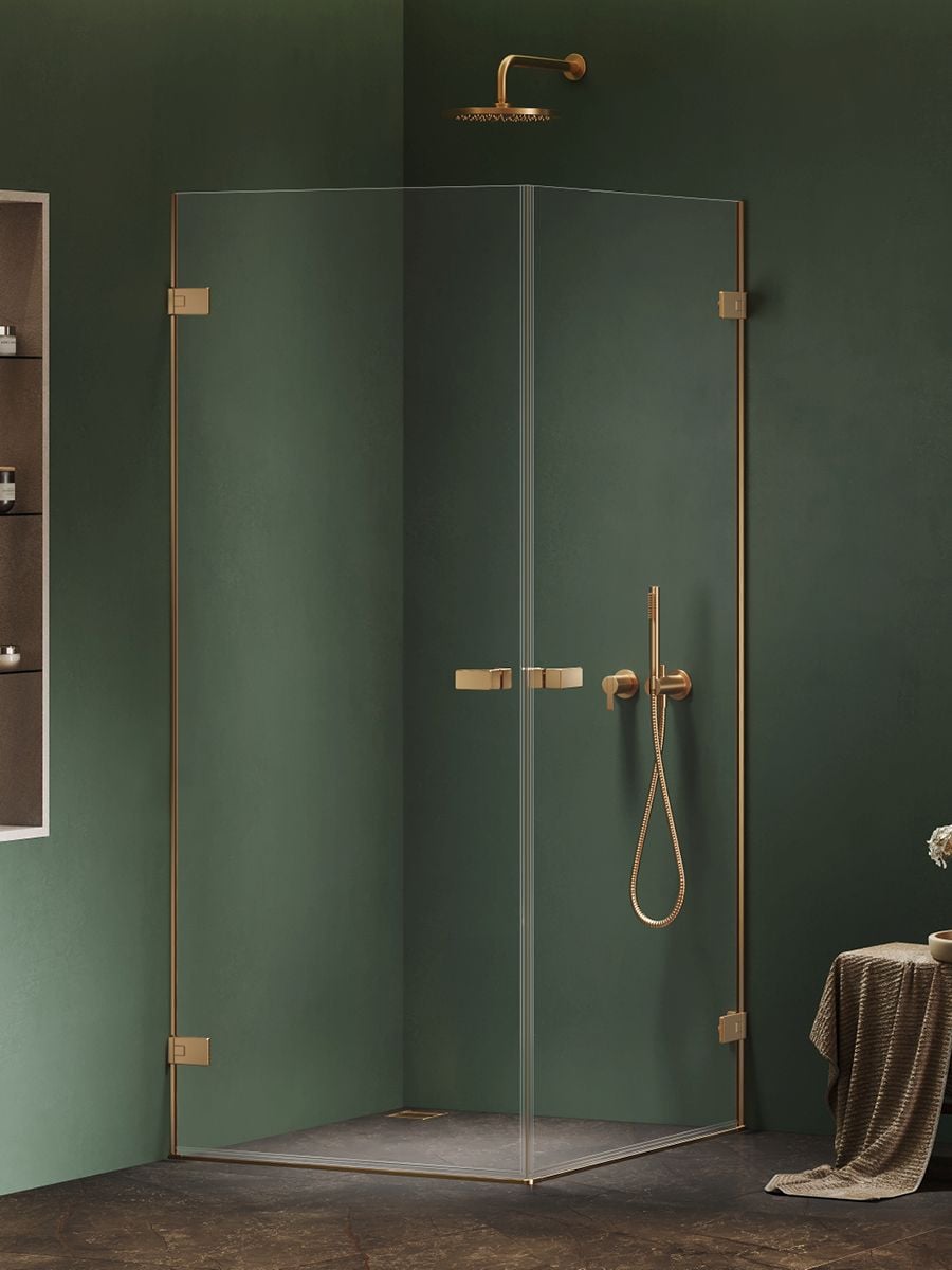New Trendy Oxia Gold Brushed sprchový kout 90x90 cm zlatá kartáčovaný/průhledné sklo AXJ-0602