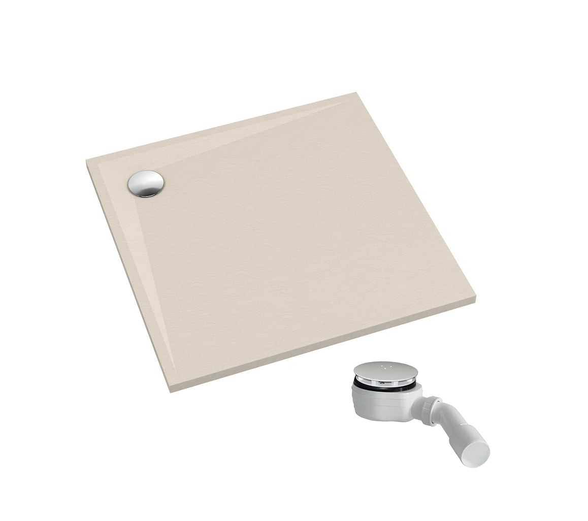 Schedpol Etrusco Cashmere Stone čtvercová sprchová vanička se sifonem 90x90 cm béžová 3.461/PK/ST