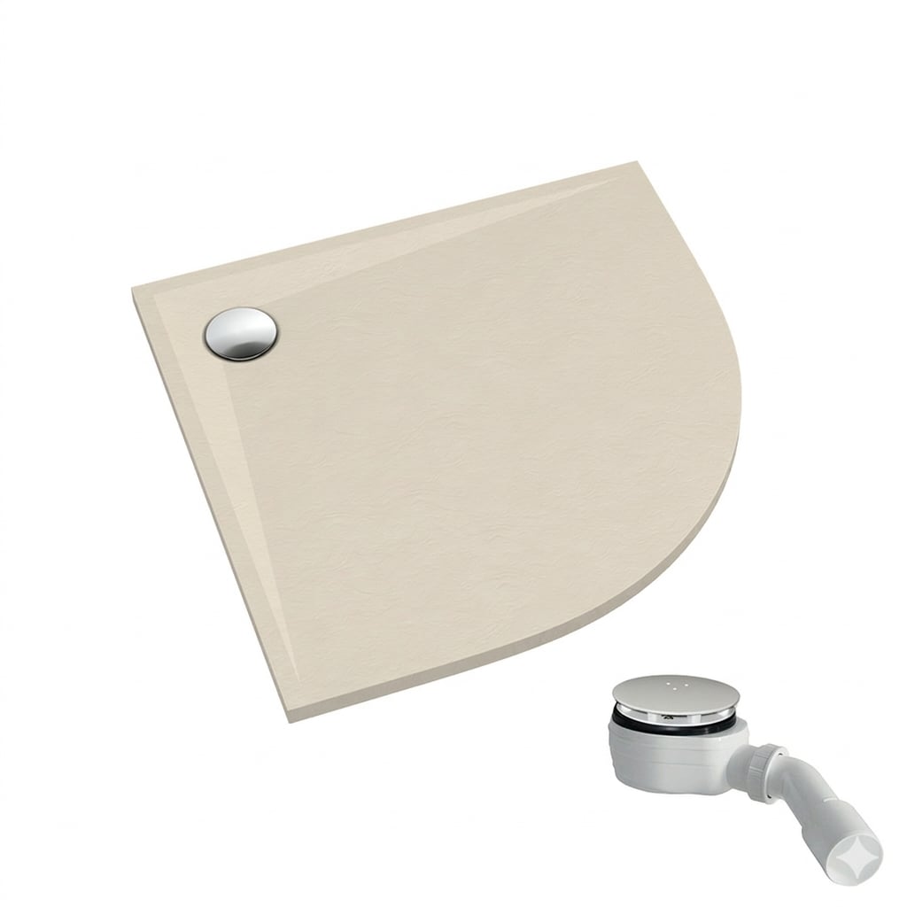 Schedpol Etrusco Cashmere Stone půlkruhová sprchová vanička se sifonem 80x80 cm béžová 3.463/PK/ST