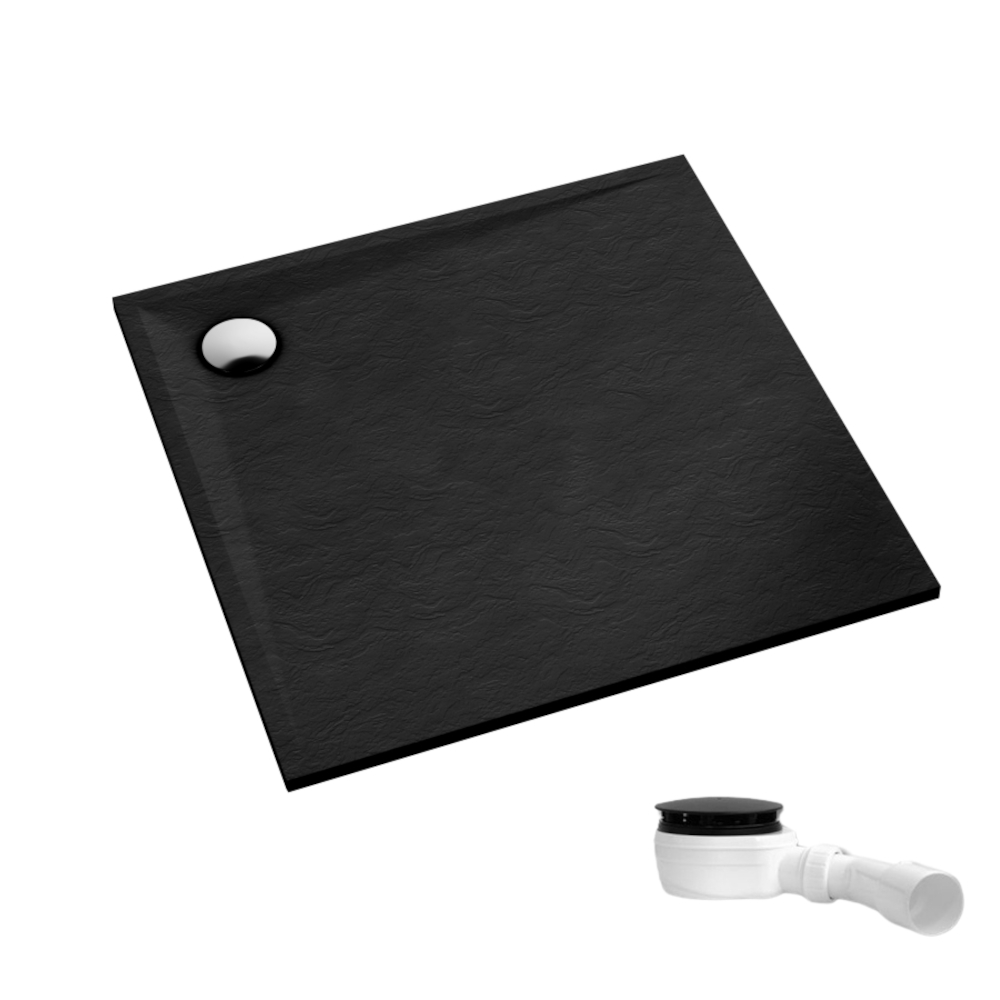 Schedpol Etrusco Black Stone čtvercová sprchová vanička 80x80 cm černá 3.460/C/ST