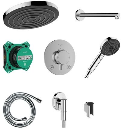 Hansgrohe Pulsify S sprchová sada pod omítku s termostatem s dešťovou sprchou černá 24624340