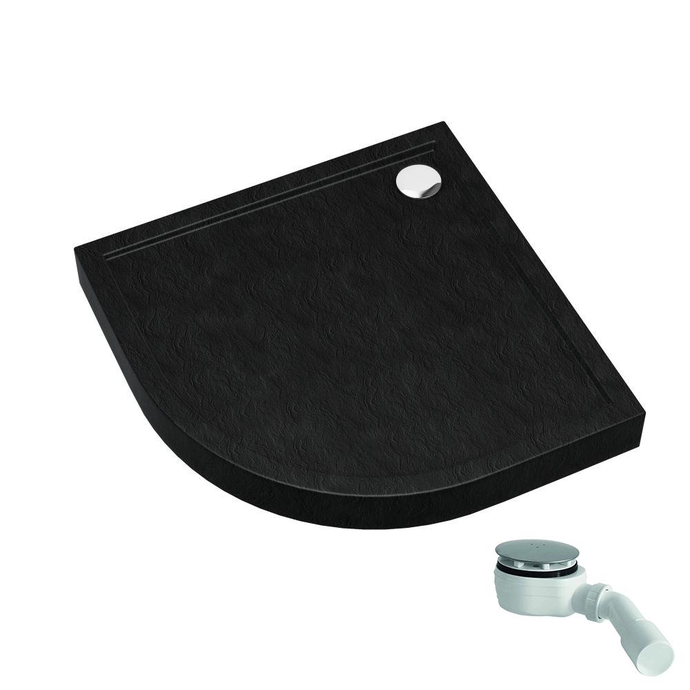Schedpol Competia New Black Stone půlkruhová sprchová vanička 90x90 cm černá 3.4634/C/ST