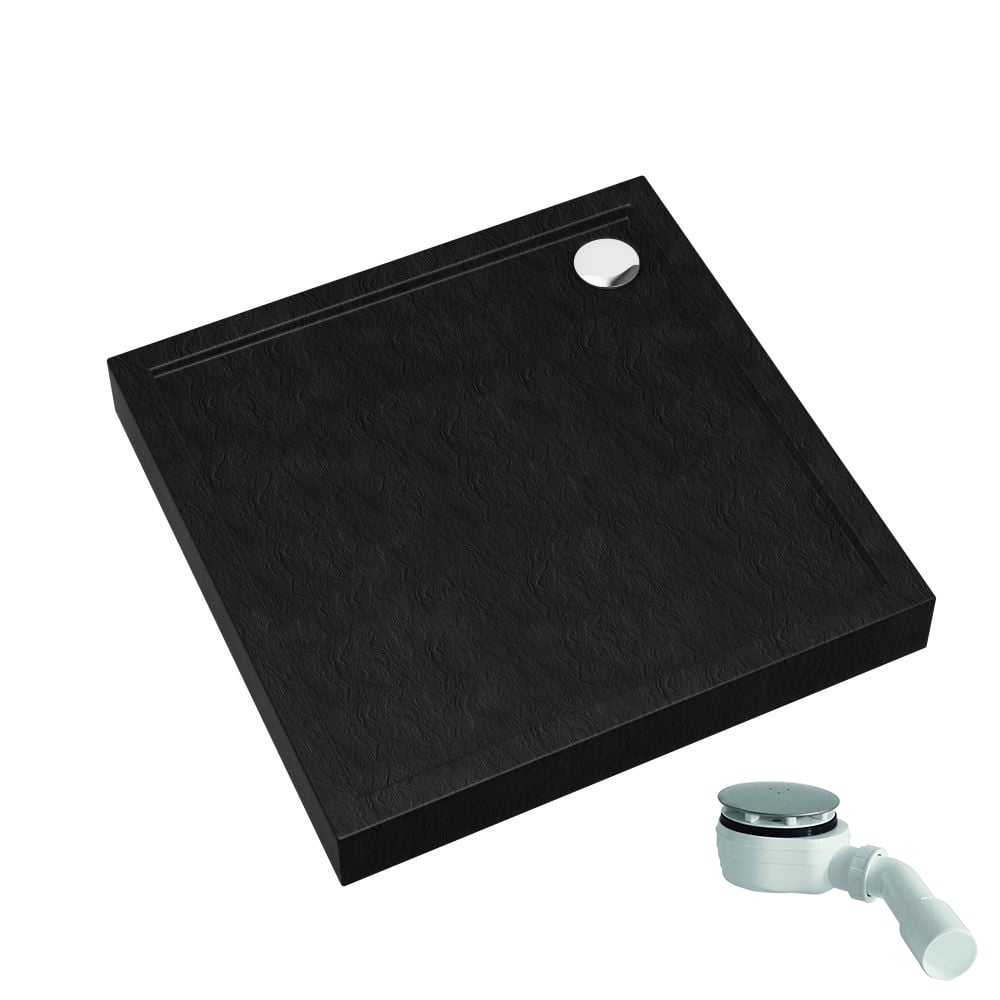 Schedpol Competia New Black Stone čtvercová sprchová vanička 80x80 cm černá 3.4630/C/ST
