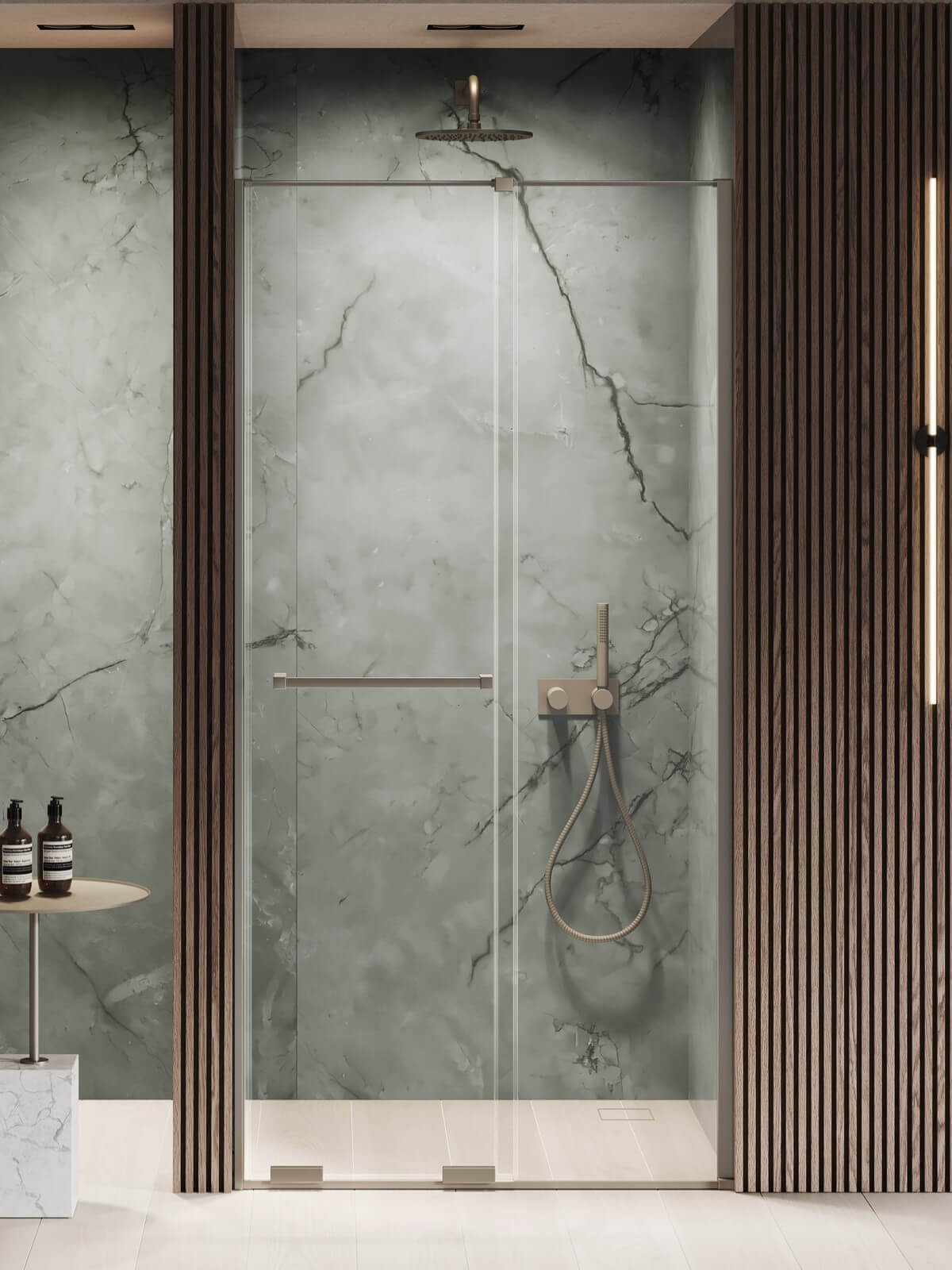 New Trendy Smart sprchové dveře 120 cm posuvné gunmetal kartáčovaný/průhledné sklo EXK-7826