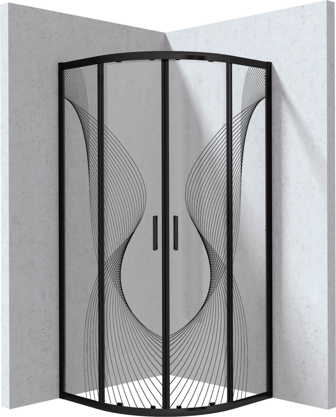 Deante Funkia Evo sprchový kout 90x90 cm půlkulatá černá matný/vzorované sklo KYPNB99P