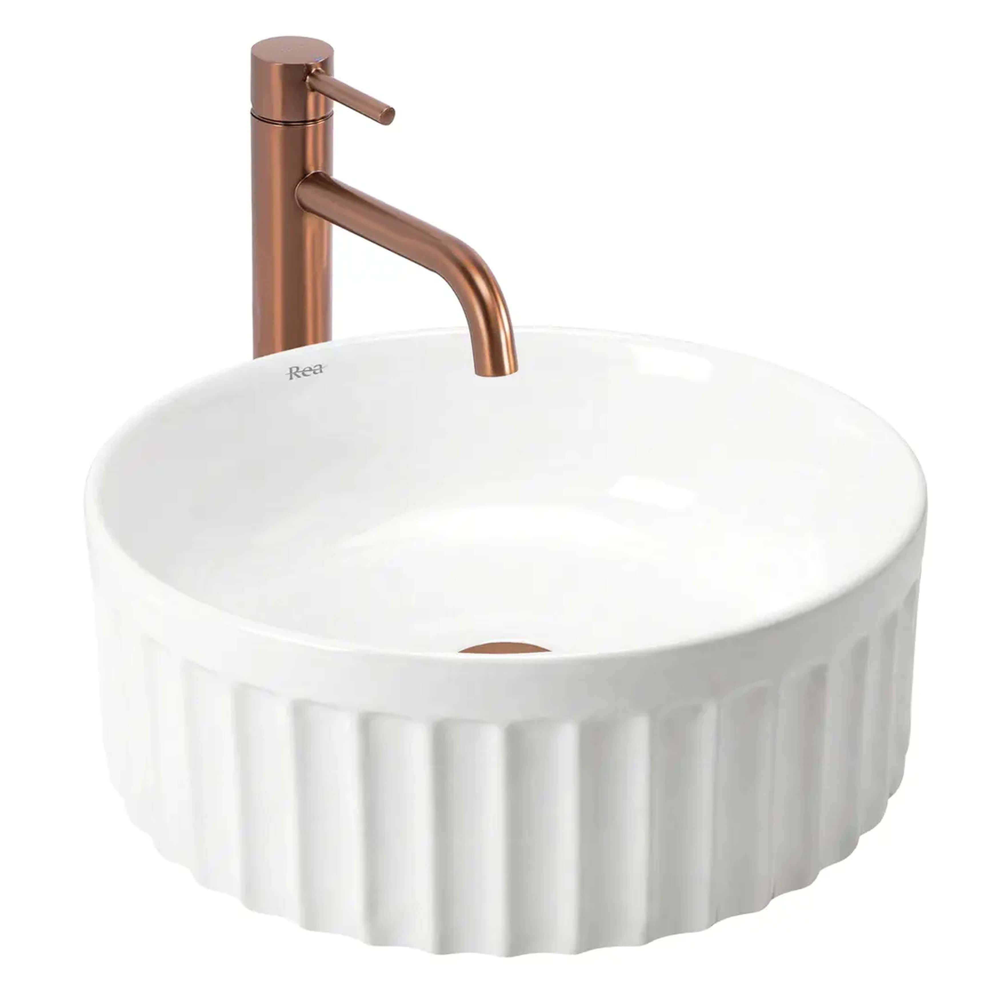 Rea Duo umyvadlo 38x38 cm kulatý na pult bílá lesk REA-U3602