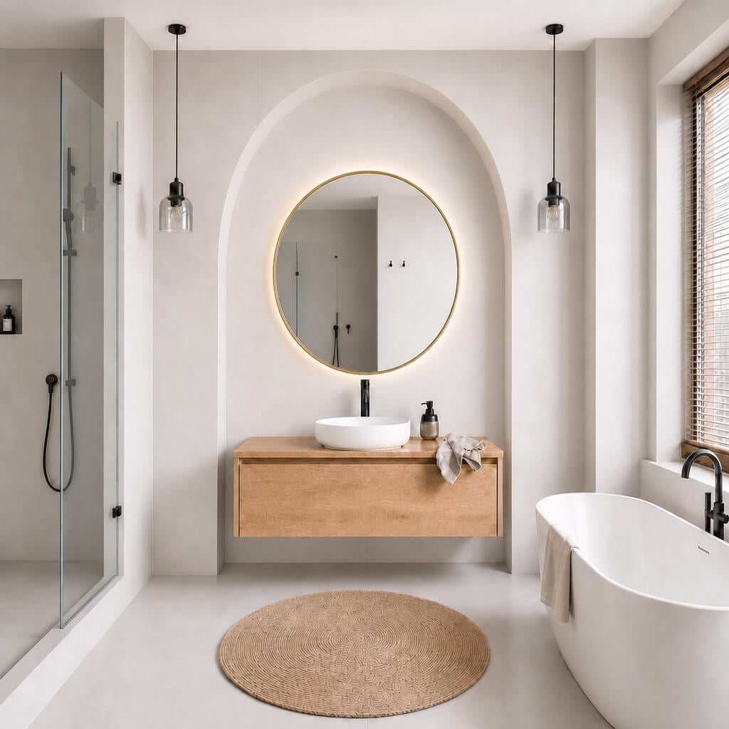 Baltica Design Aluma zrcadlo 100x100 cm kulatý s osvětlením zlatá 5904107934099