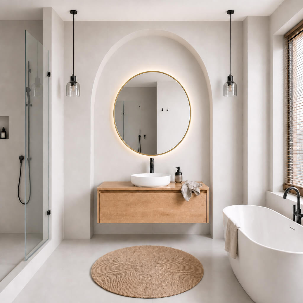 Baltica Design Aluma zrcadlo 100x100 cm kulatý s osvětlením zlatá 5904107934082